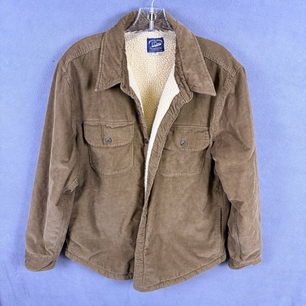 J.Crew Corduroy Shacket Sherpa Lined Shirt Jacket Mens M Brown Heritage Workwear